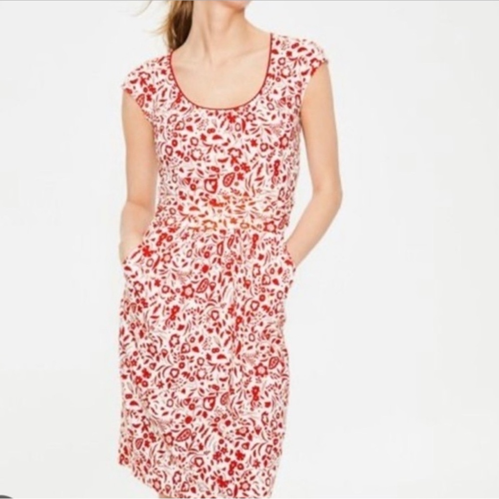 Boden Margot Jersey Dress Orange floral Size 16 R